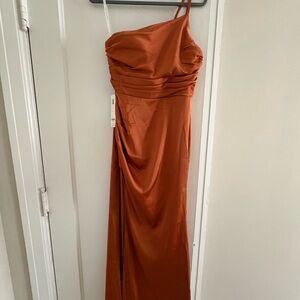 Azazie One-Shoulder Dress in Burnt Orange